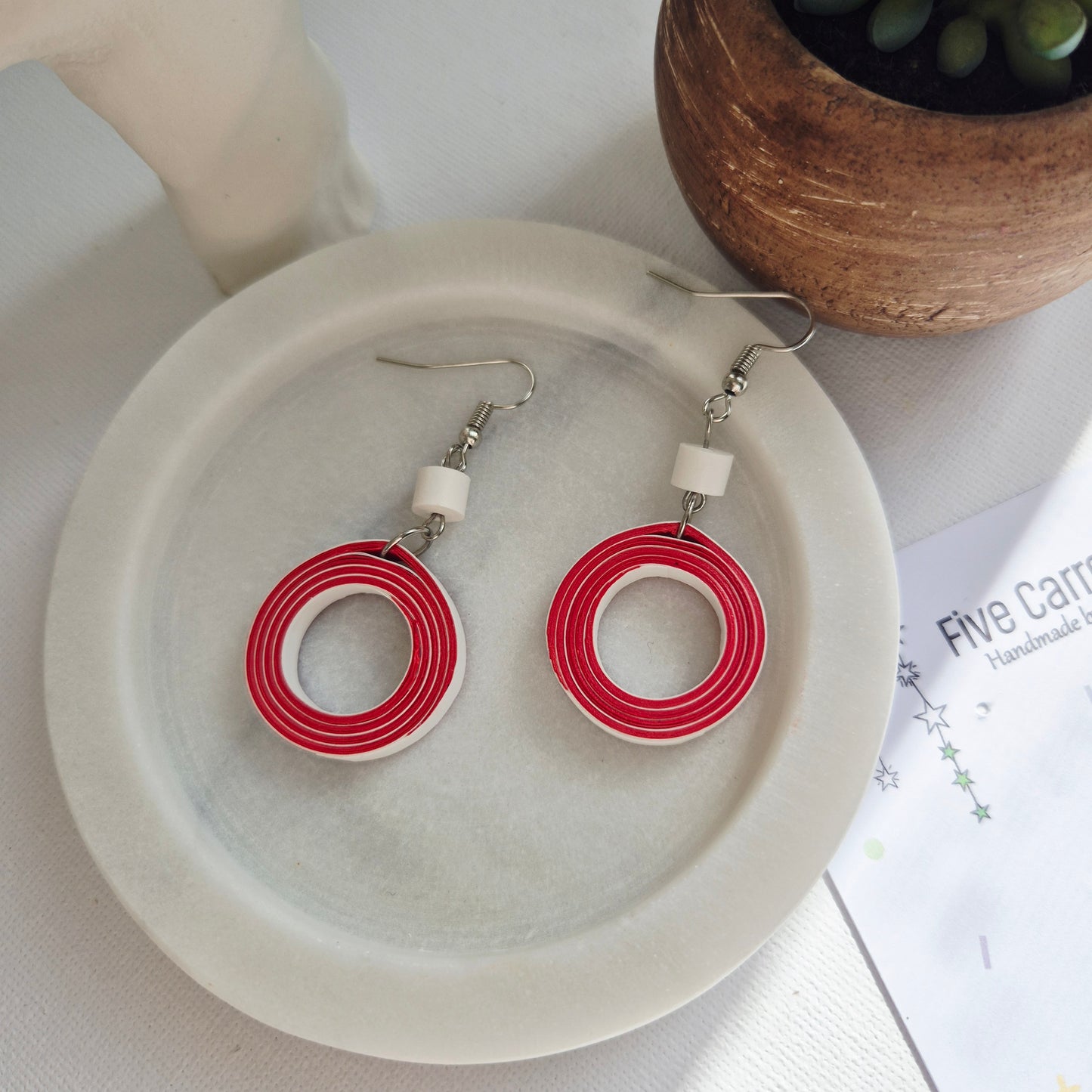 Christmas earring ring red