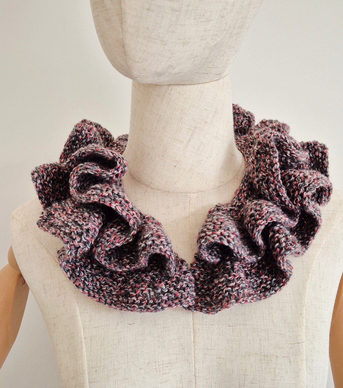 Luxury Hand-Knitted Ruffle Scarf with Button Closure