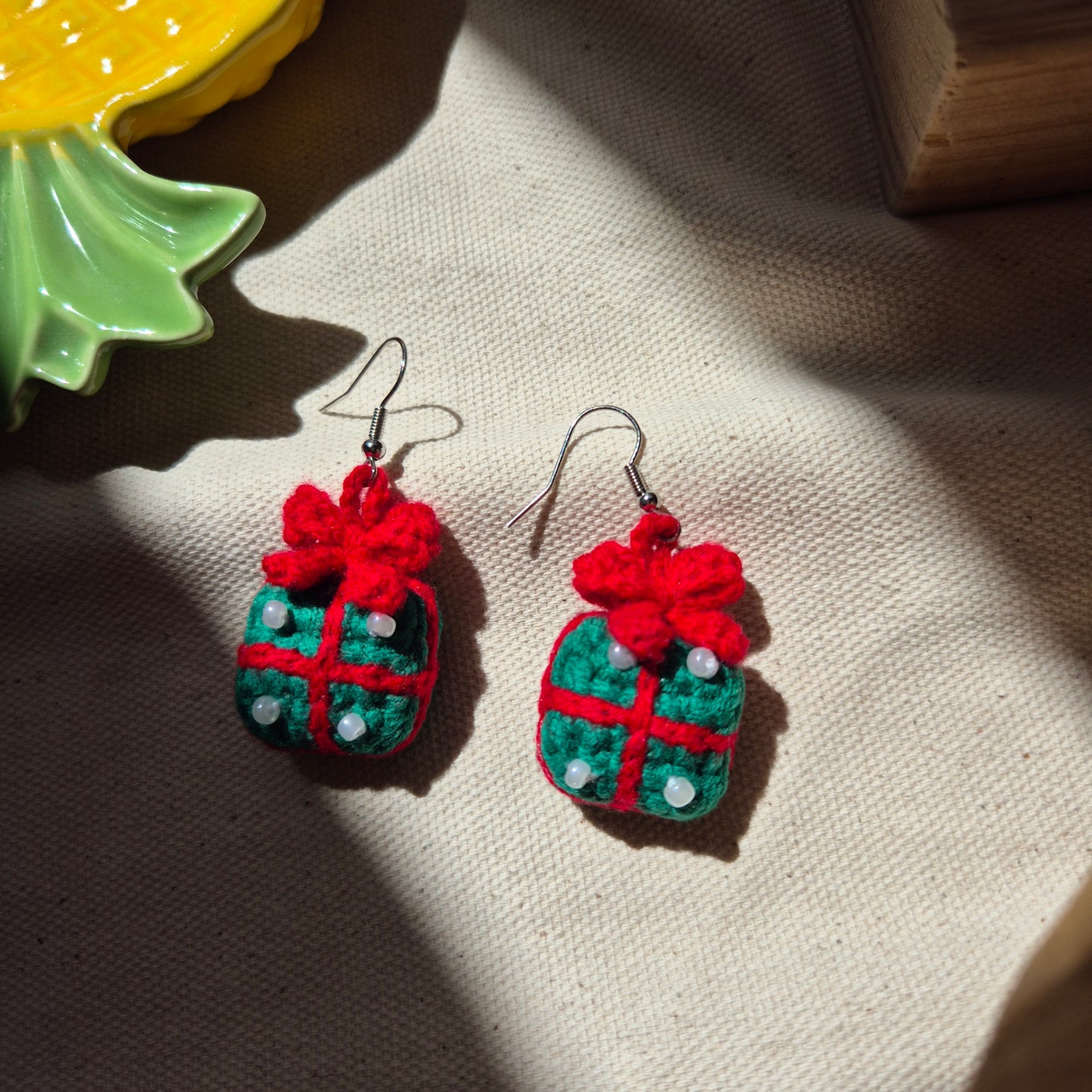 Christmas Gift Box Crochet Earrings