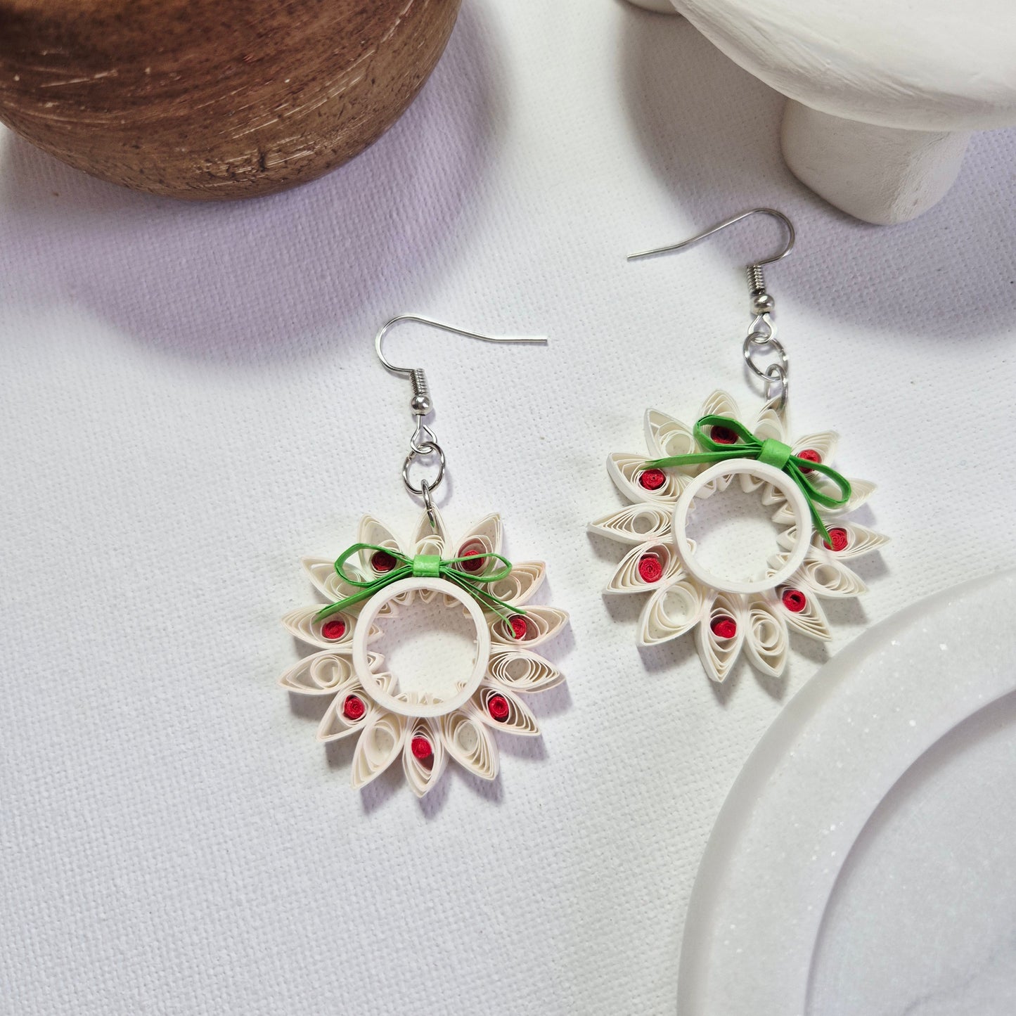 Paper Quilling Wreath Earrings