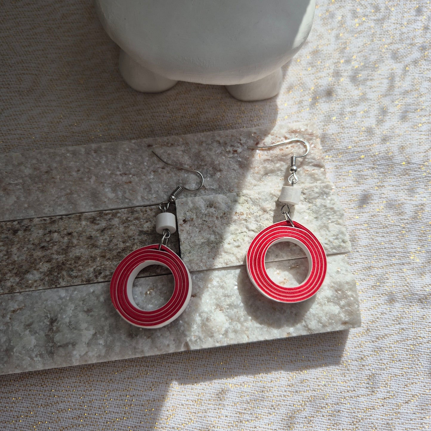 Christmas earring ring red