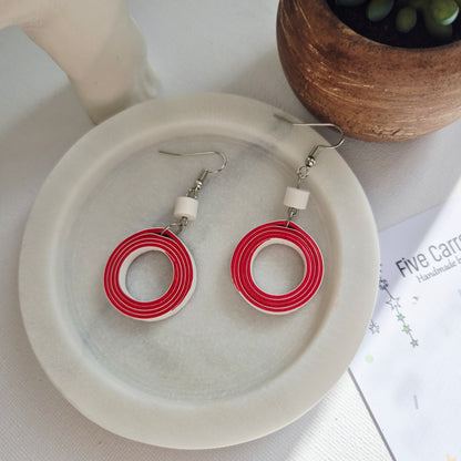 Christmas earring ring red