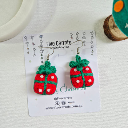Christmas Gift Box Crochet Earrings