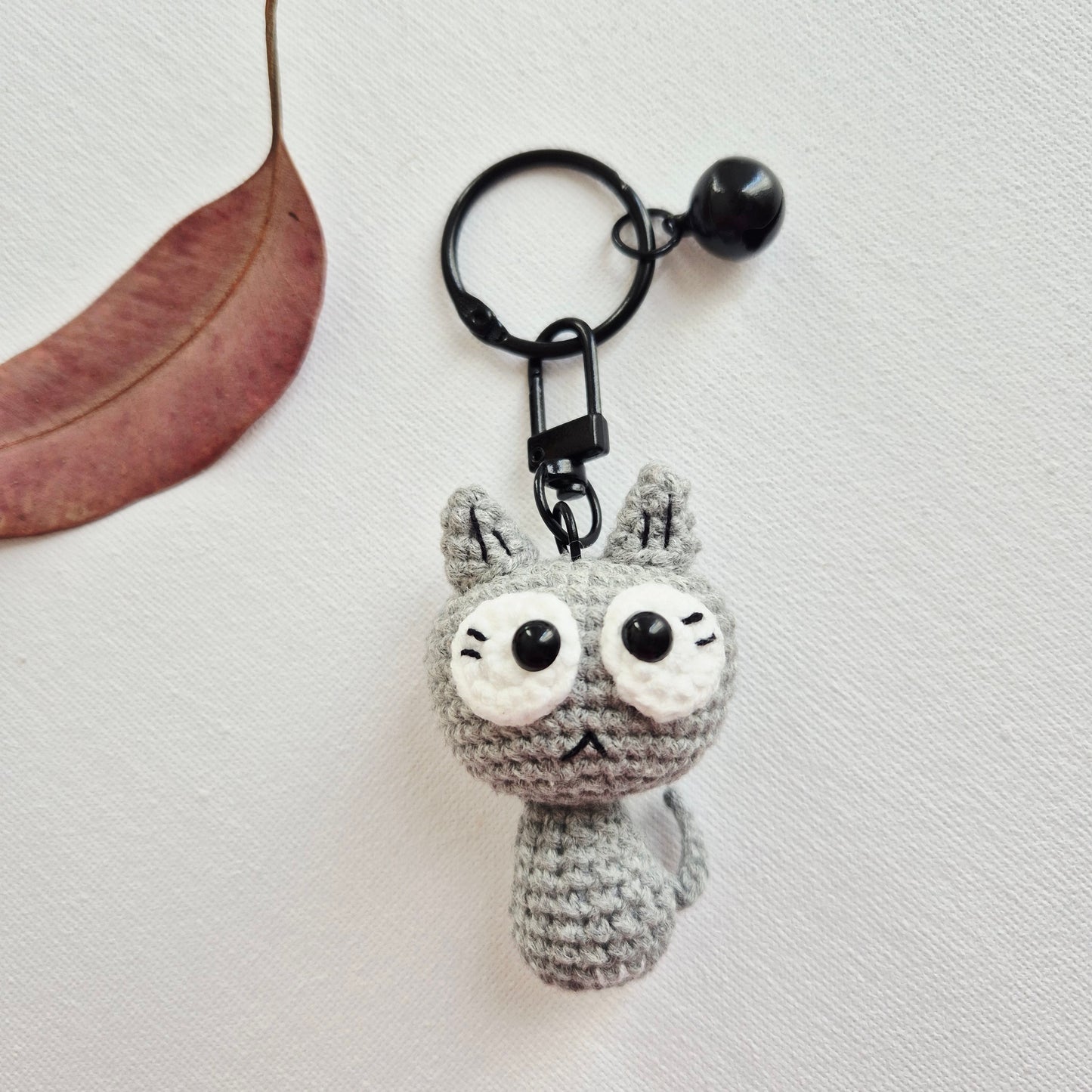 Crochet Cute Cat Keychain/Bag Charm (Grey)