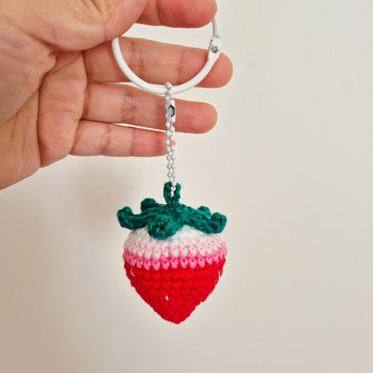 Giant Crochet Strawberry Keychain/Bag Charm