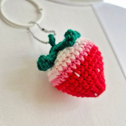 Giant Crochet Strawberry Keychain/Bag Charm