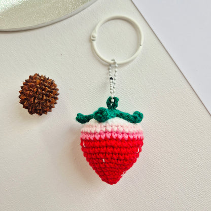Giant Crochet Strawberry Keychain/Bag Charm