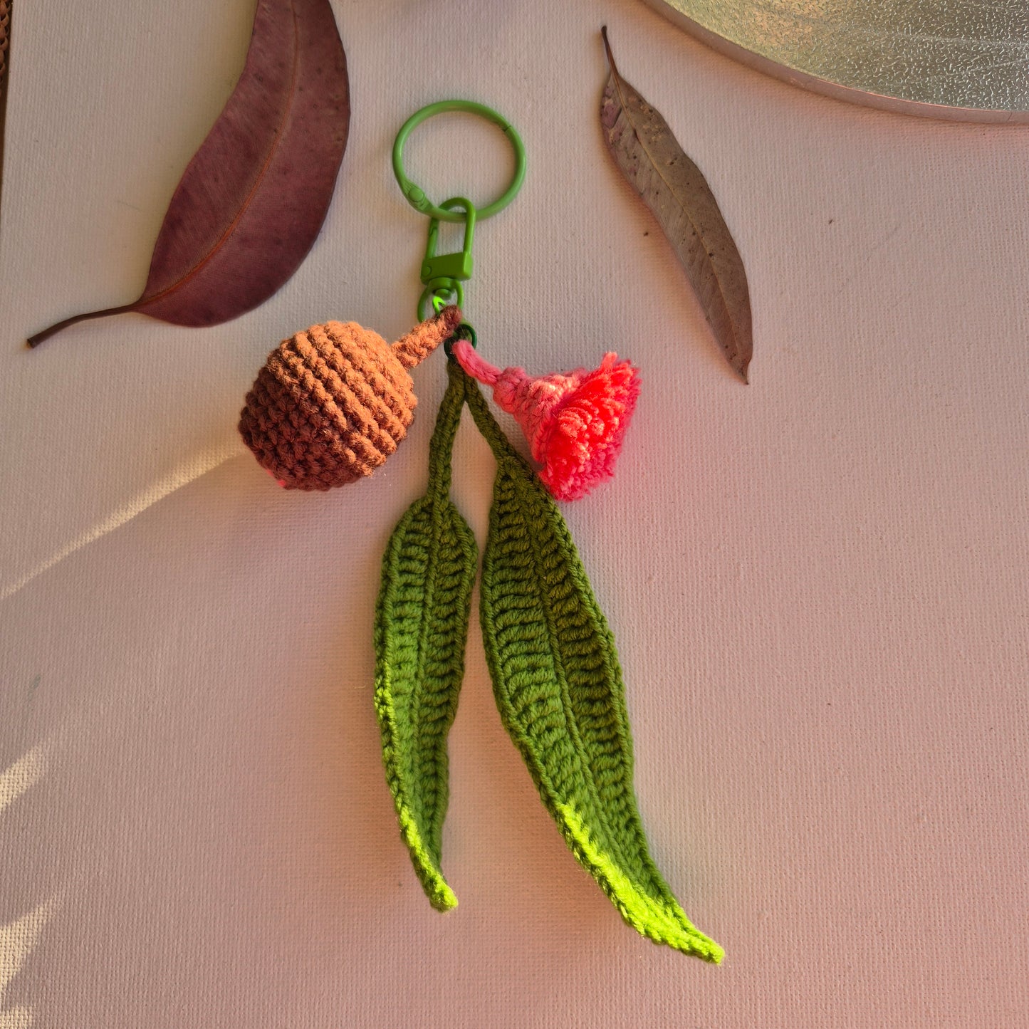 Crochet Gumnut Keychain (brown nut)
