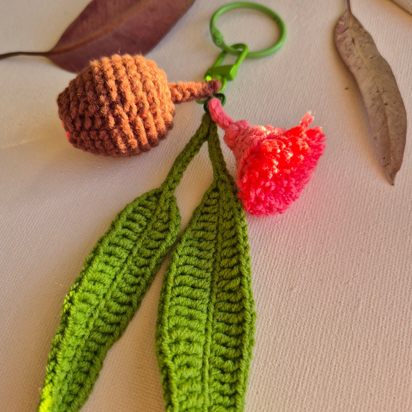 Crochet Gumnut Keychain (brown nut)