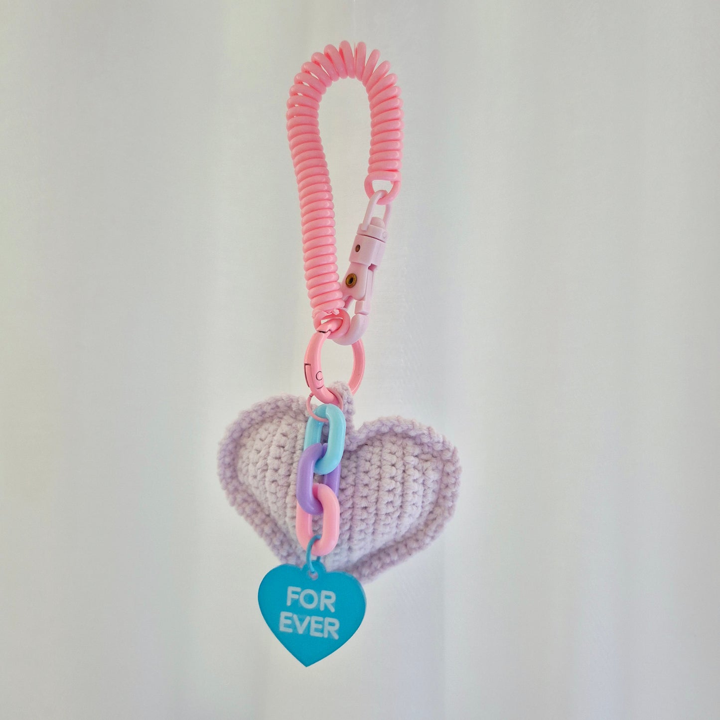 Crochet Love Heart Keychain & Bag Charm (purple)