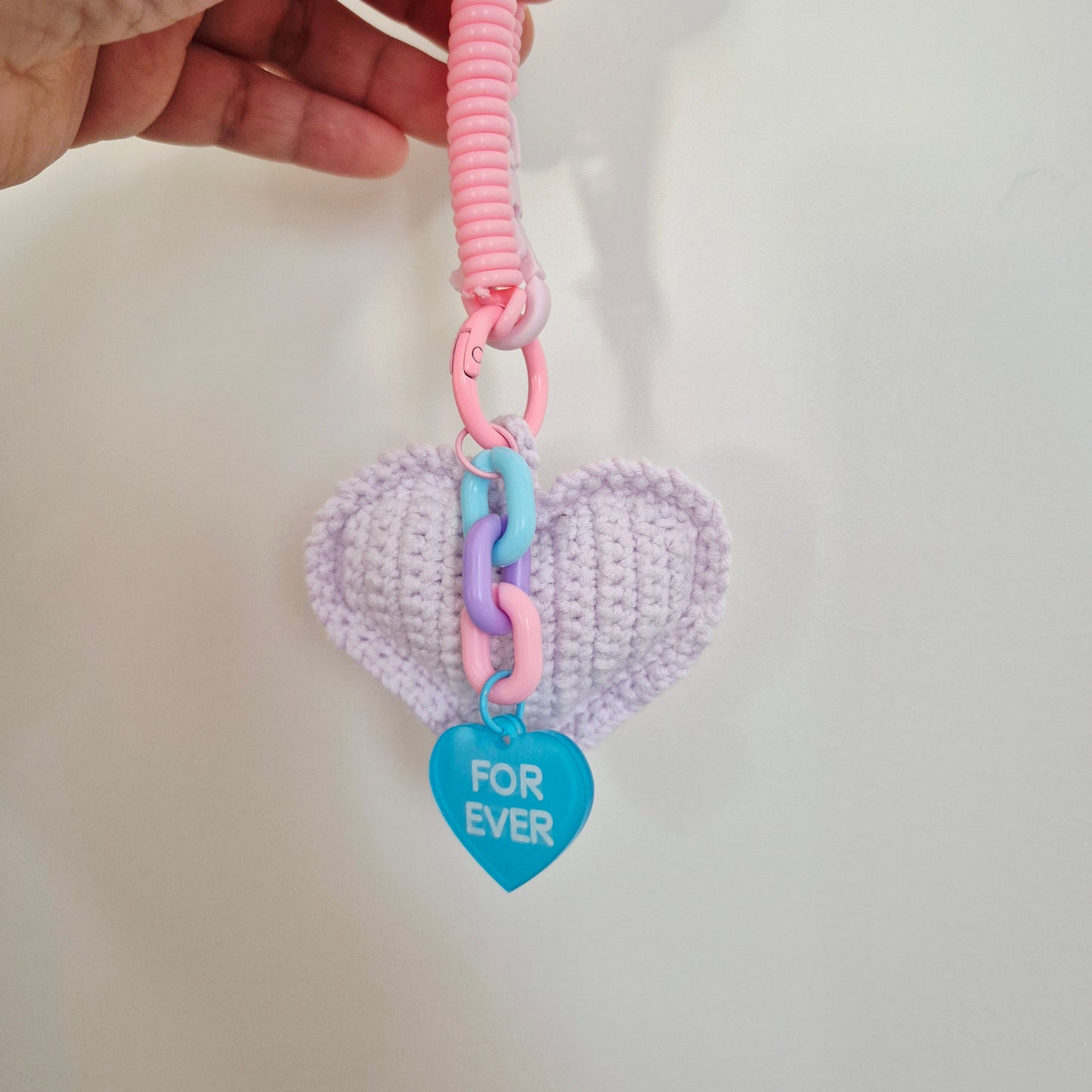 Crochet Love Heart Keychain & Bag Charm (purple)