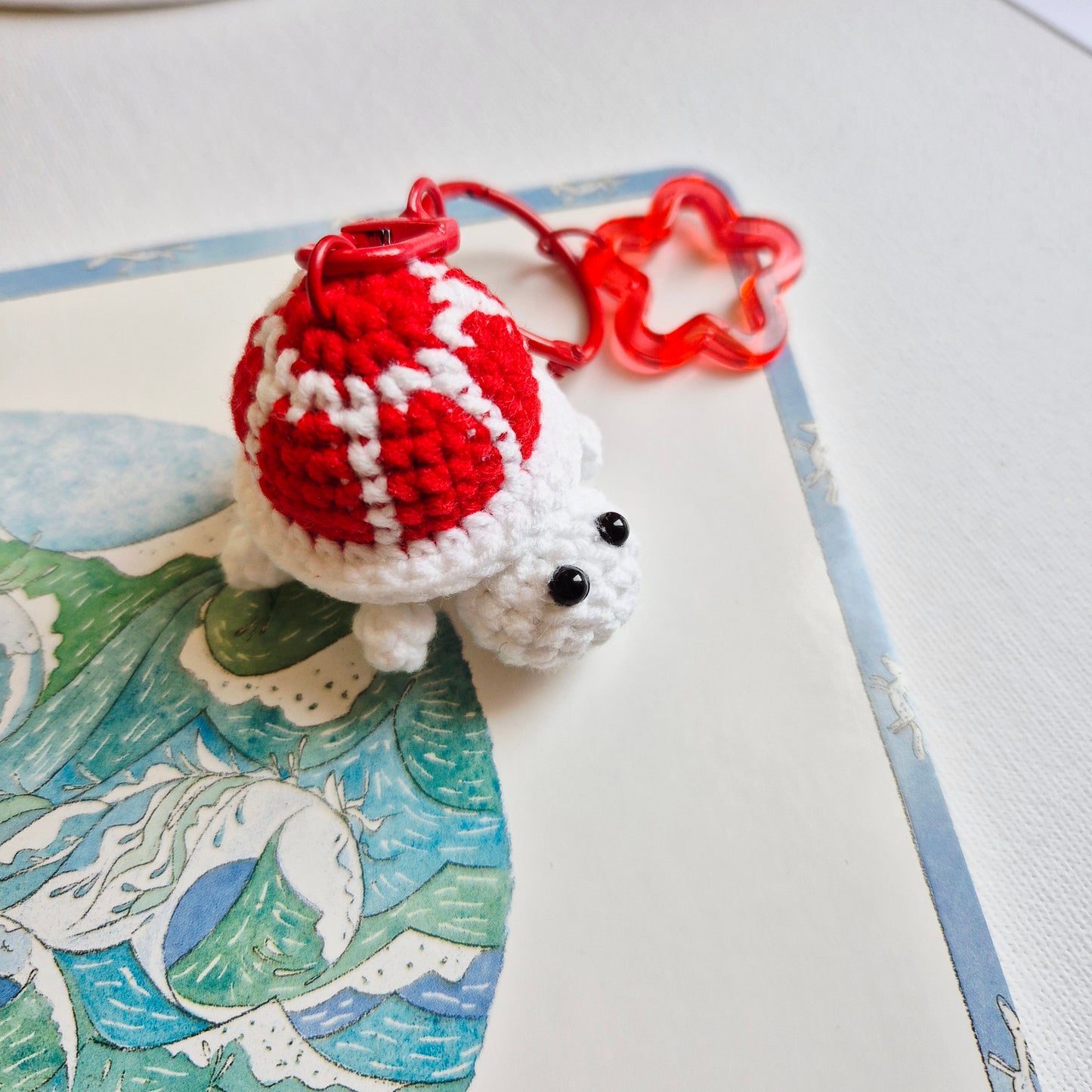 Crochet Turtle Keychain/Bag Charm (red)