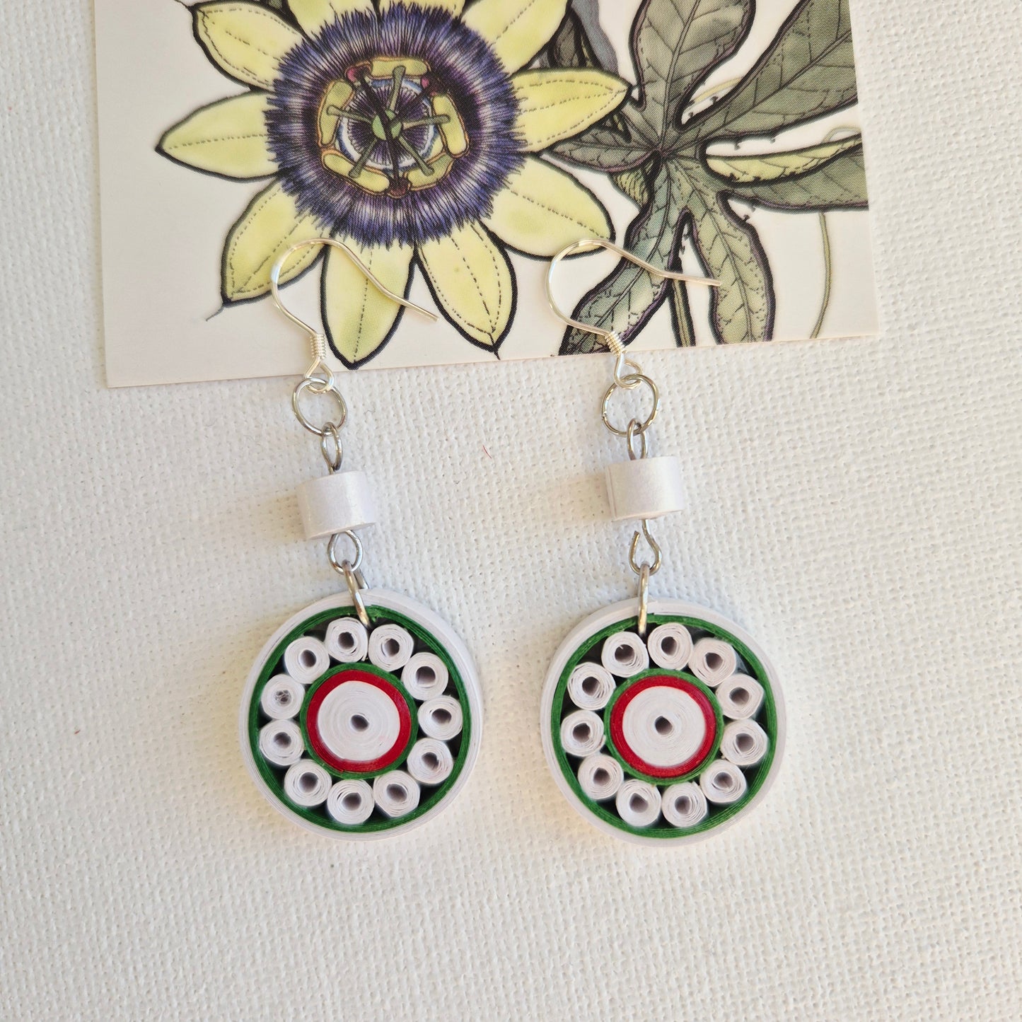 Modern Paper Quilling Earrings - White