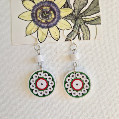 Modern Paper Quilling Earrings - White