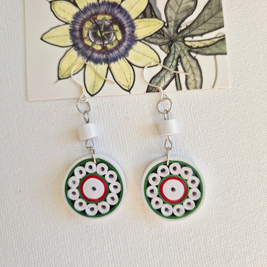 Modern Paper Quilling Earrings - White