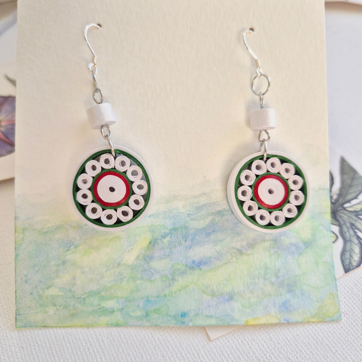 Modern Paper Quilling Earrings - White