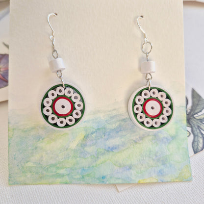 Modern Paper Quilling Earrings - White