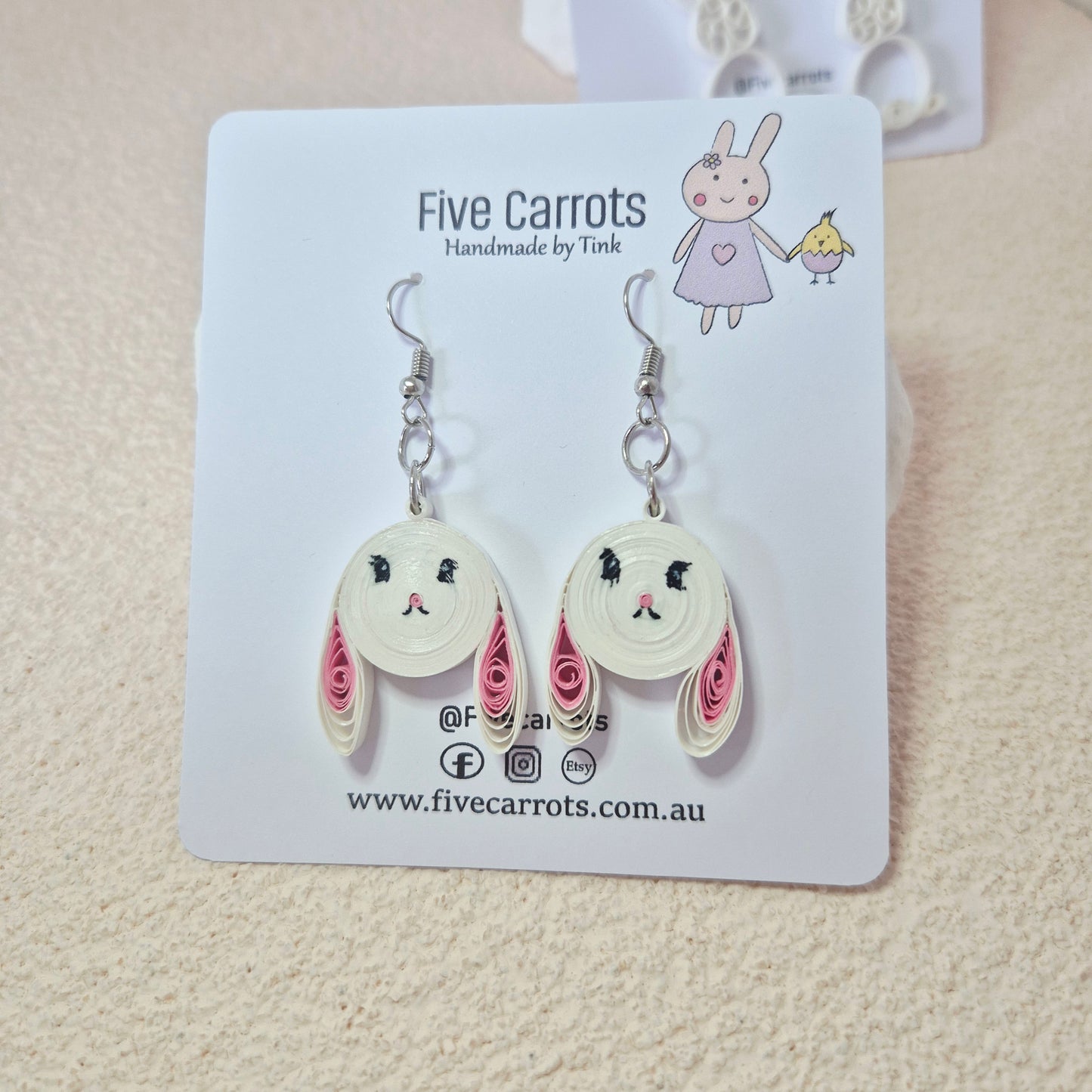 Easter Bunny Paper Quilling Earrings