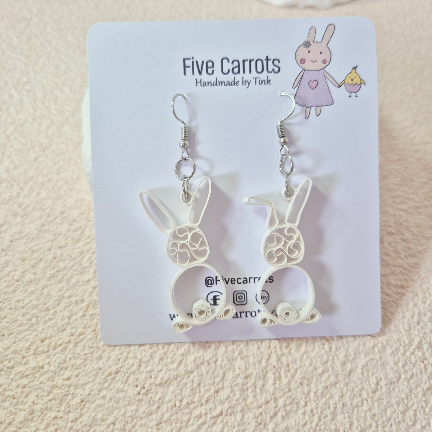 Easter Bunny Paper Quilling Earrings