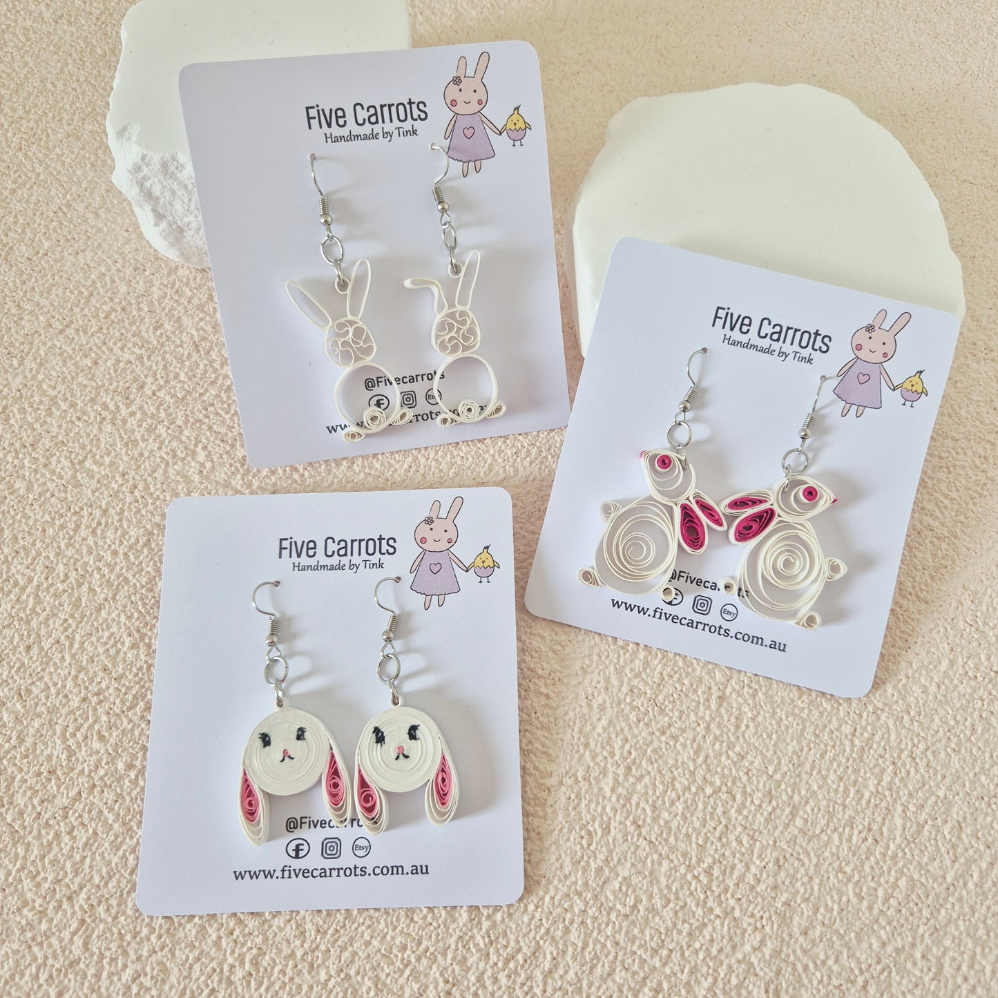 Easter Bunny Paper Quilling Earrings