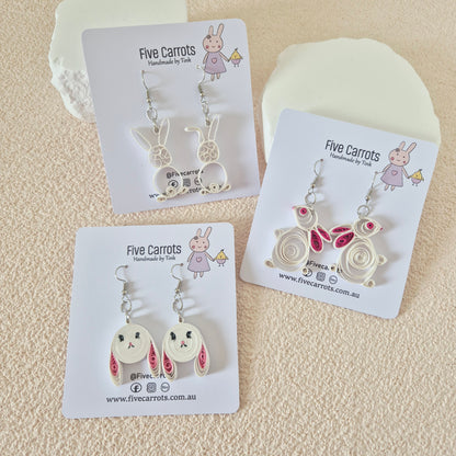 Easter Bunny Paper Quilling Earrings