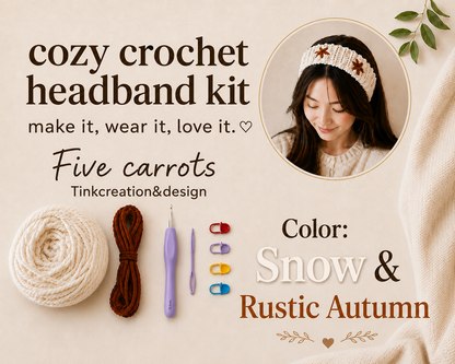 Beginner Crochet headband with flower embroidery Kit – Learn to Crochet with Confidence
