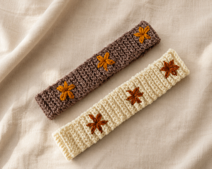 Cozy Crochet Headband Pattern with Flower Embroidery – Digital Download