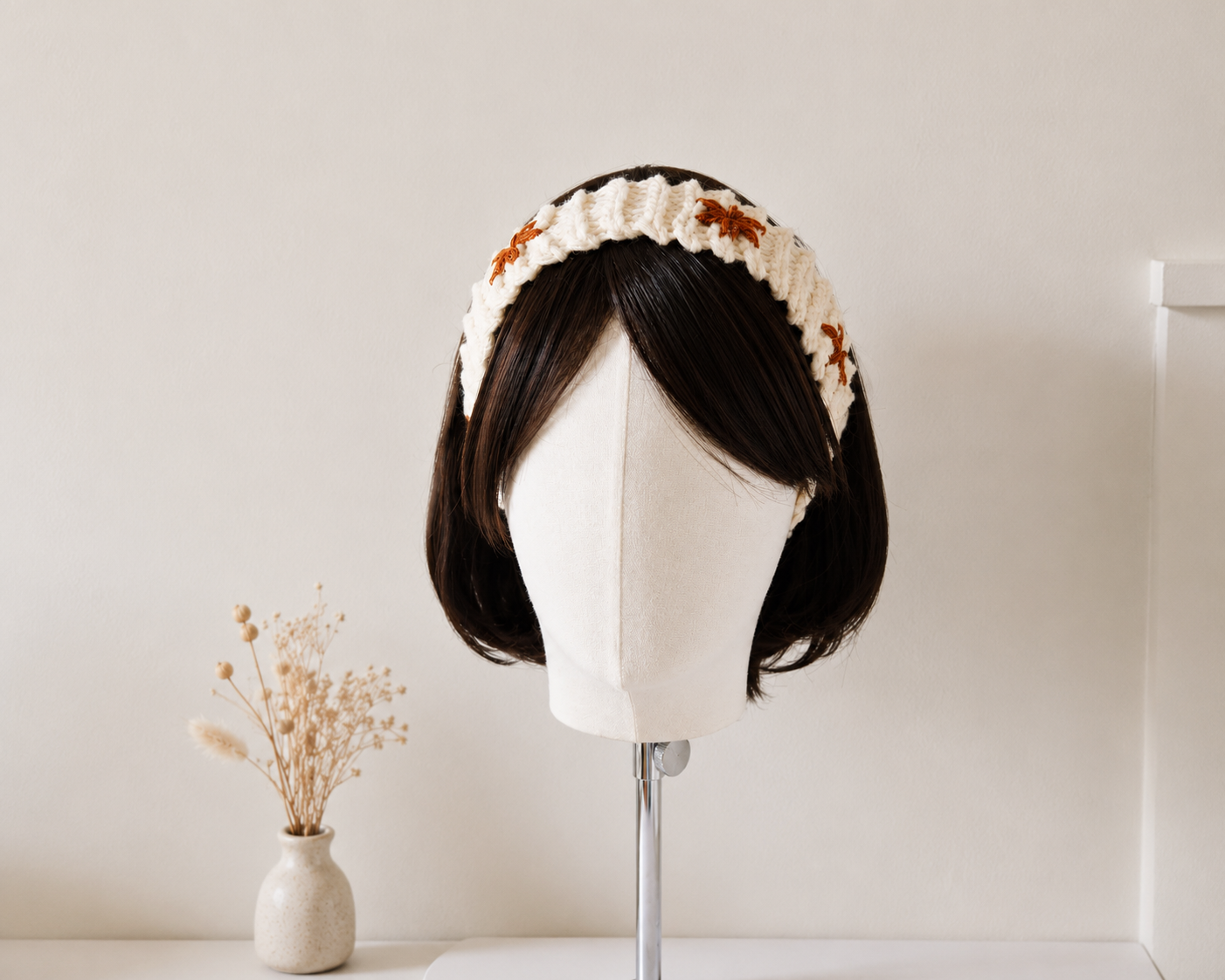 Cozy Crochet Headband Pattern with Flower Embroidery – Digital Download