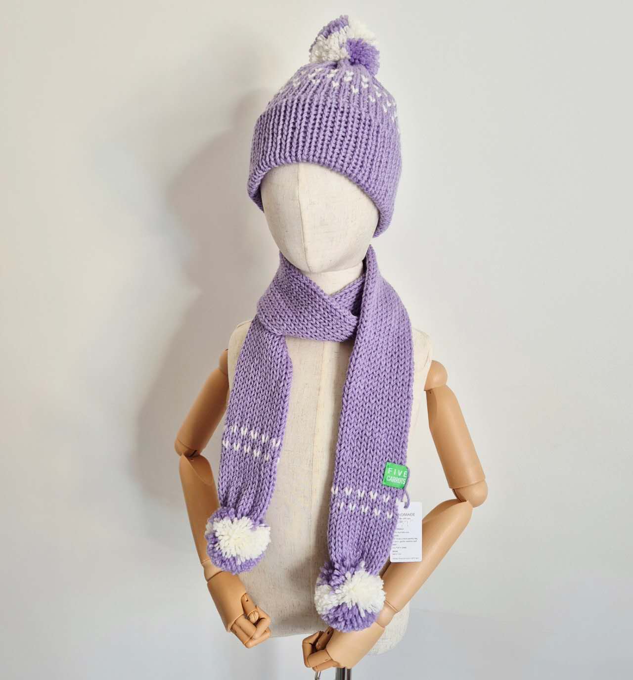 Kids scarf & beanie set purple