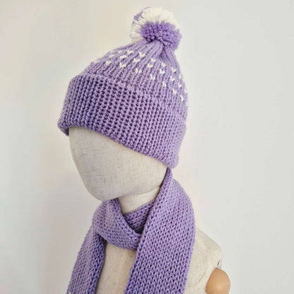Kids scarf & beanie set purple
