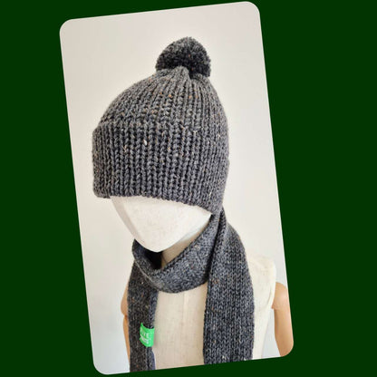 Kids scarf & beanie set Dark grey