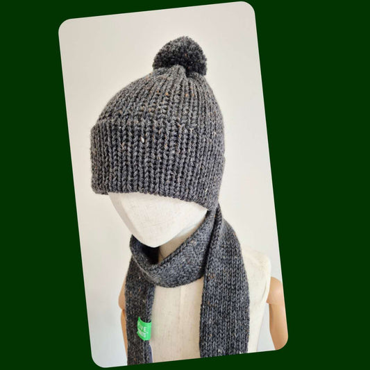 Kids scarf & beanie set Dark grey