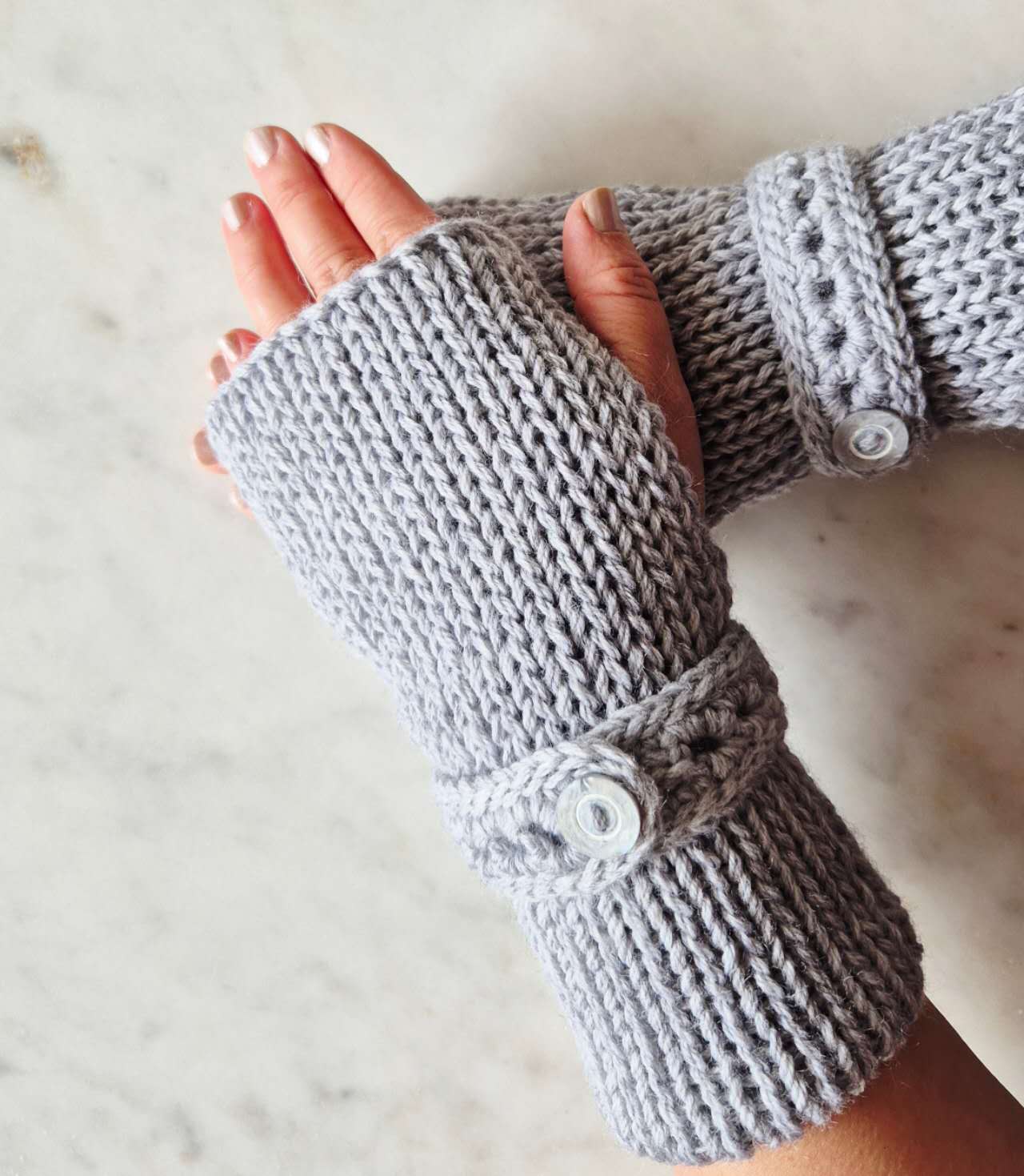 fingerless gloves Light Silver