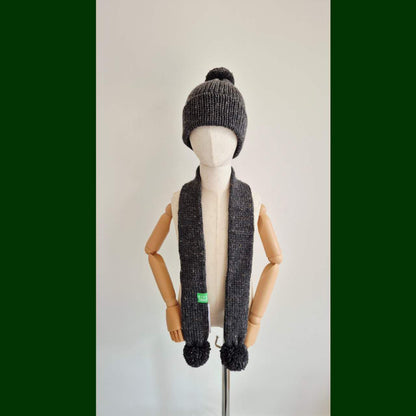 Kids scarf & beanie set Dark grey