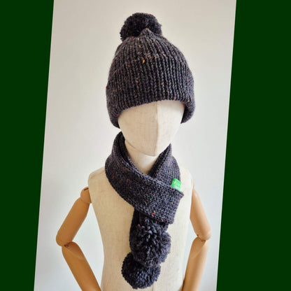 Kids scarf & beanie set Dark grey