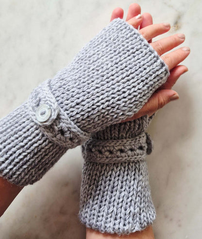 fingerless gloves Light Silver