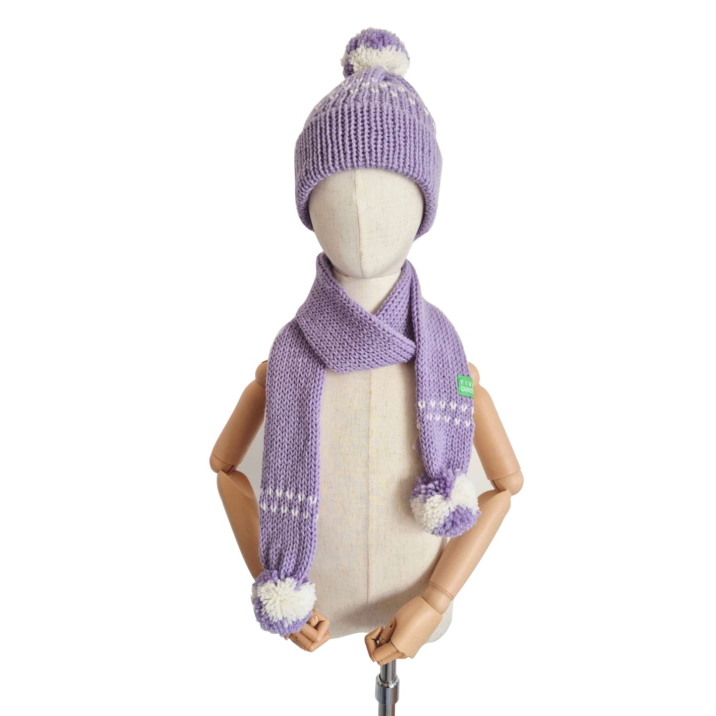 Kids scarf & beanie set purple