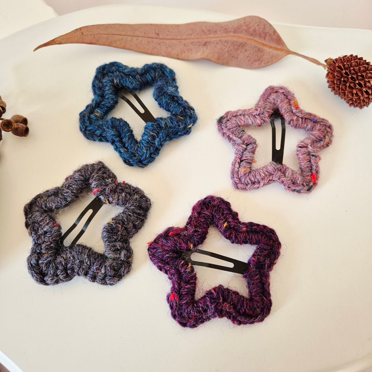 Handmade Crochet Star Hair Clips – Australian Wool