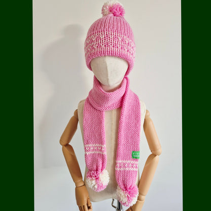 Kids scarf & beanie set  Pink