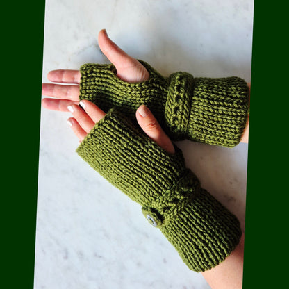 fingerless gloves leaf green