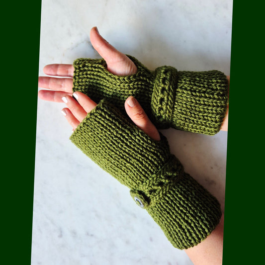 fingerless gloves leaf green