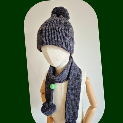 Kids scarf & beanie set Navy blue