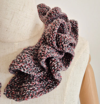 Luxury Hand-Knitted Ruffle Scarf with Button Closure