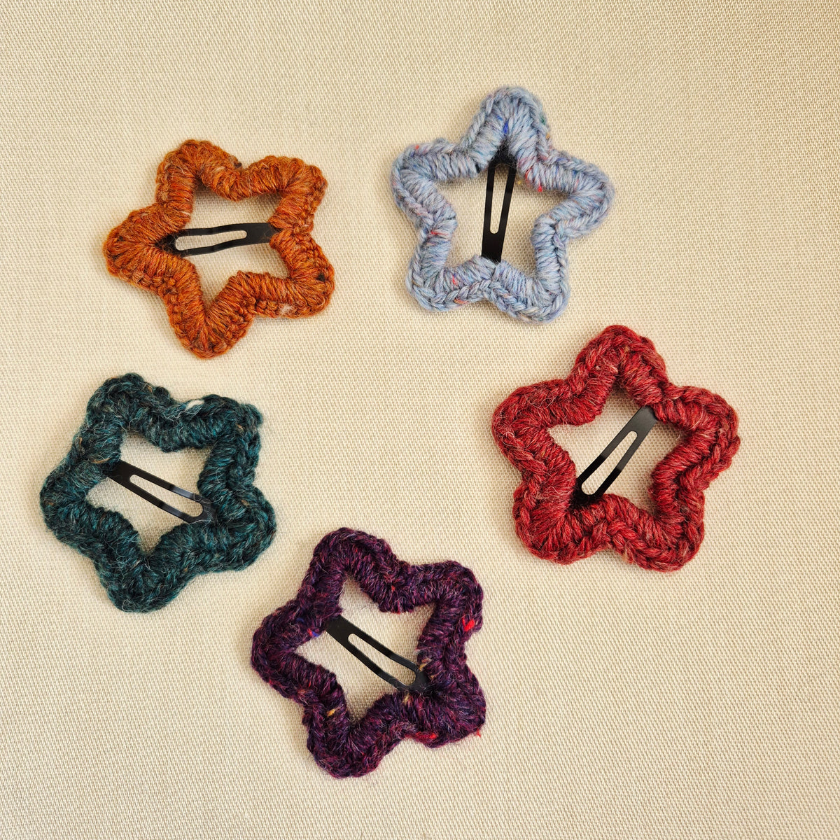 Handmade Crochet Star Hair Clips – Australian Wool