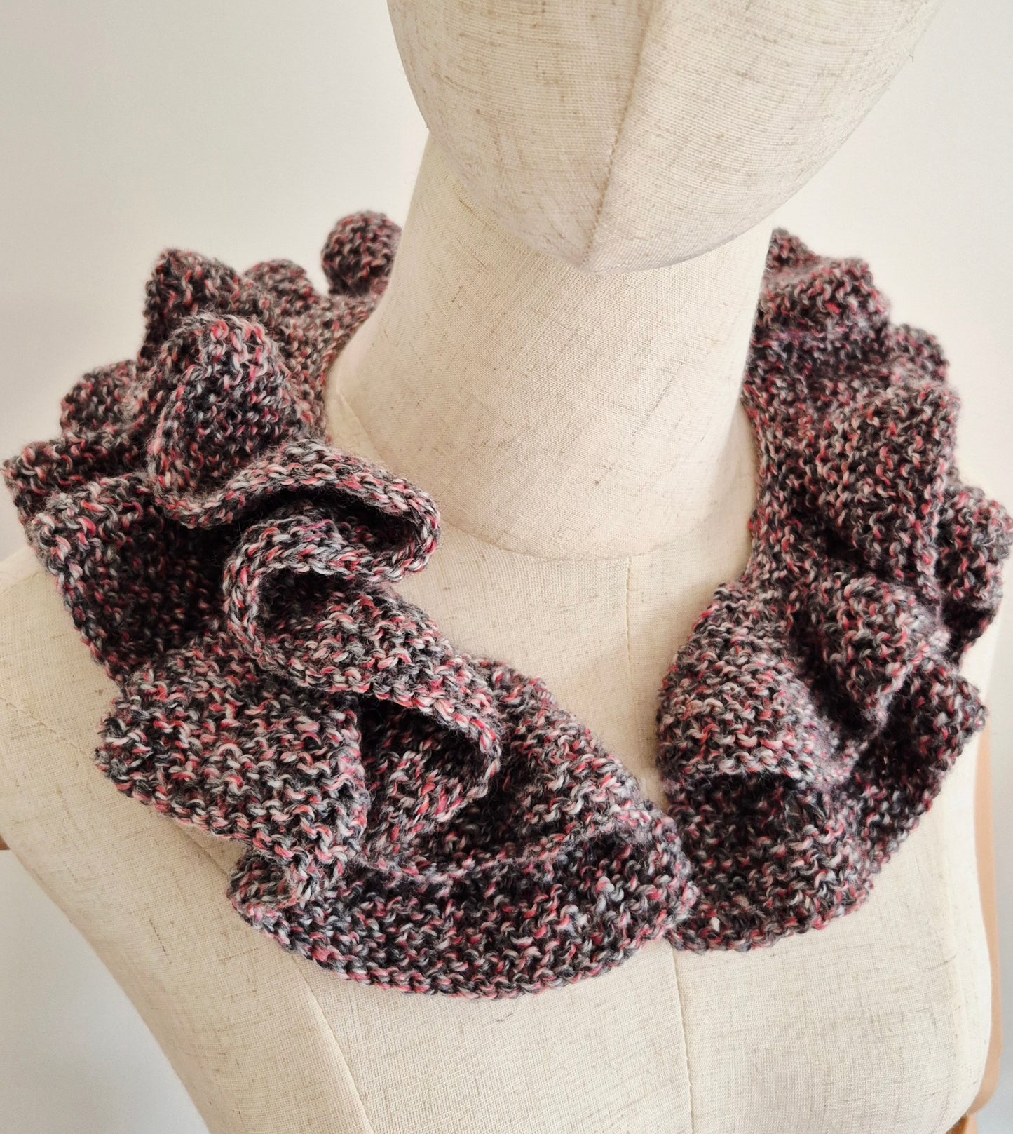 Luxury Hand-Knitted Ruffle Scarf with Button Closure