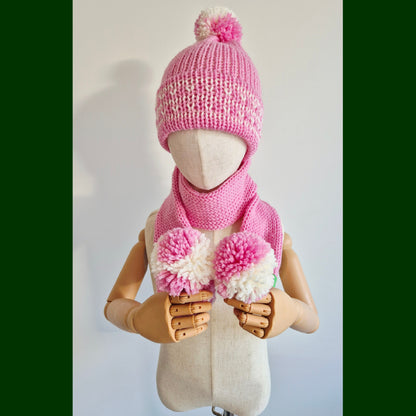 Kids scarf & beanie set  Pink