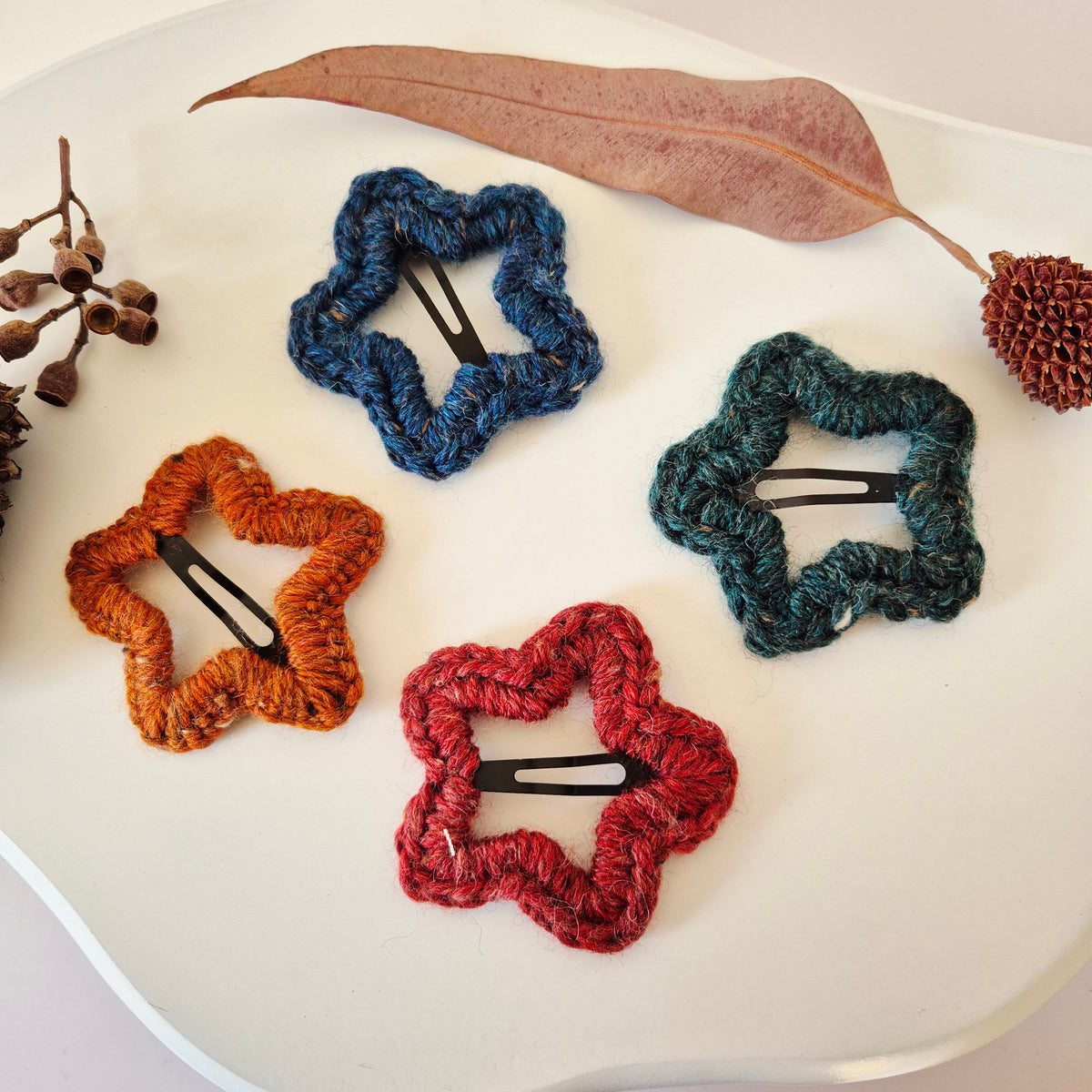 Handmade Crochet Star Hair Clips – Australian Wool