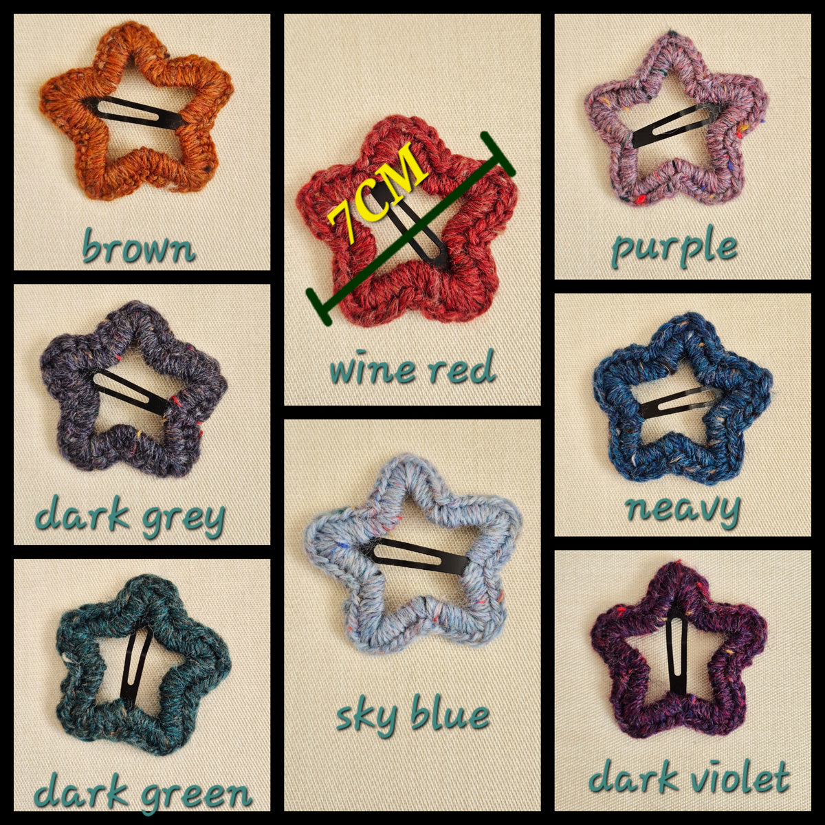 Handmade Crochet Star Hair Clips – Australian Wool