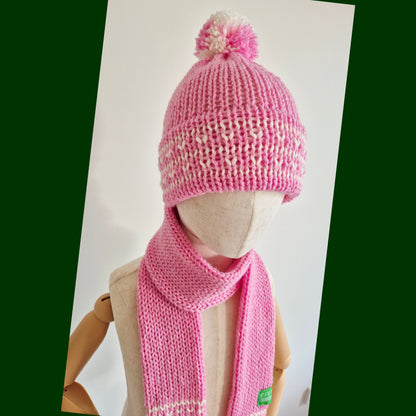 Kids scarf & beanie set  Pink