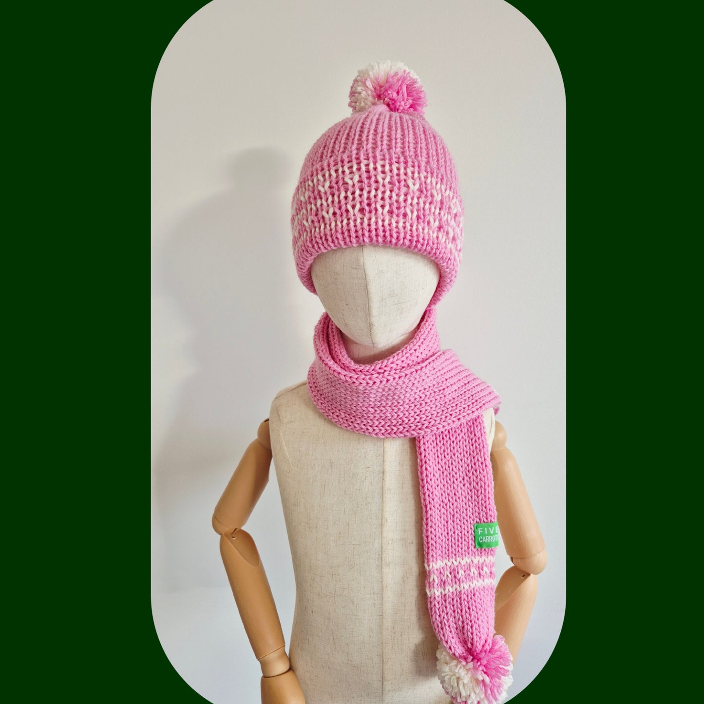 Kids scarf & beanie set  Pink